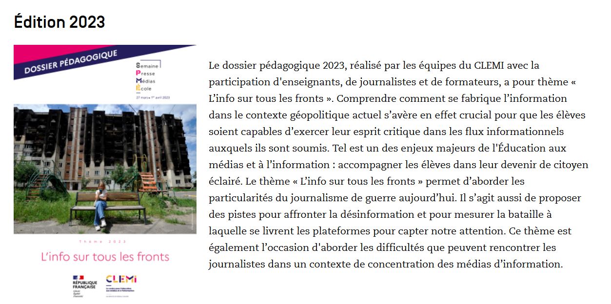 Dossier Pédagogique De La Semaine De La Presse Et Des Médias Dans L ...